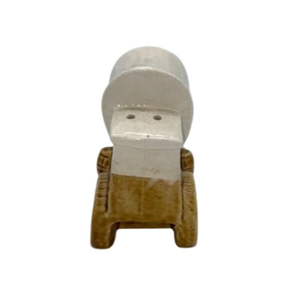 VTG COVERED WAGON PEPPER SHAKER REPLACEMENT CERAMIC TAN WHITE HAND PAINTED - Picture 2 of 6